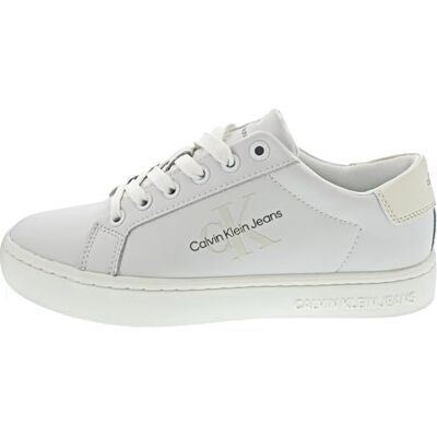 Calvin Jeans Mujer Sneaker con Suela Cupsole Classic Laceup Zapatillas, Blanco (Bright White/Creamy White), 40 Calvin Jeans Mujer Sneaker con Suela Cupsole Classic Laceup Zapatillas, Blanco (Bright White/Creamy White), 40