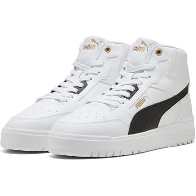 PUMA Shuffle Downtown MidSneaker Unisex, Blanco Negro Oro, 42 EU PUMA Shuffle Downtown MidSneaker Unisex, Blanco Negro Oro, 42 EU