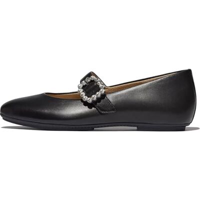 Fitflop DELICATO Zapatos Planos Mary Janes de Piel con Hebilla de Cristal para Mujer, Color Negro, Talla 8, Black, 8 UK Narrow Fitflop DELICATO Zapatos Planos Mary Janes de Piel con Hebilla de Cristal para Mujer, Color Negro, Talla 8, Black, 8 UK Narrow
