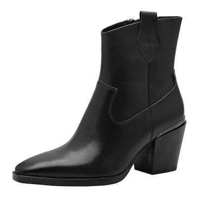 MARCO TOZZI Botines de mujer con tacón en piel vaquero, Negro, 36 EU MARCO TOZZI Botines de mujer con tacón en piel vaquero, Negro, 36 EU