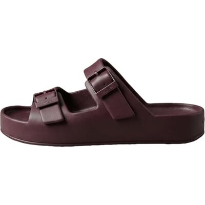 Calvin Ergon Eva Sandalias planas para hombre, color morado (burdeos), talla 6.5 Calvin Ergon Eva Sandalias planas para hombre, color morado (burdeos), talla 6.5