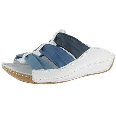 Andrea Conti Damen Pantolette, Mocasín Plano Mujer, Blanco Azul Multi, 37 EU Andrea Conti Damen Pantolette, Mocasín Plano Mujer, Blanco Azul Multi, 37 EU