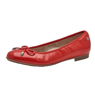 Tamaris Comfort Damen Ballerinas aus Leder mit Schleife, Zapatos Tipo Ballet Mujer, Patente Rojo, 38 EU Tamaris Comfort Damen Ballerinas aus Leder mit Schleife, Zapatos Tipo Ballet Mujer, Patente Rojo, 38 EU