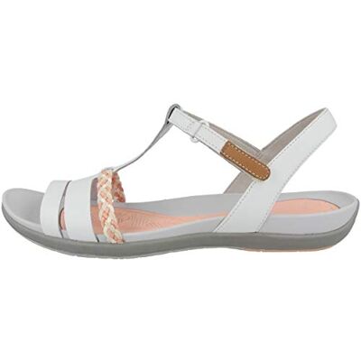 Clarks Tealite Grace, Sandalias con Tira Vertical para Mujer Blanco Blanco White Leather, 36 EU Clarks Tealite Grace, Sandalias con Tira Vertical para Mujer Blanco Blanco White Leather, 36 EU