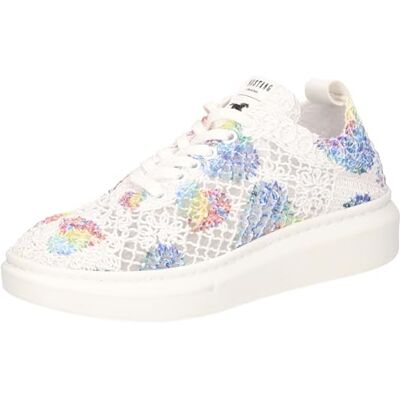 MUSTANG 1468-301, Zapatos con Cordones Mujer, Blanco/Azul, 38 EU MUSTANG 1468-301, Zapatos con Cordones Mujer, Blanco/Azul, 38 EU