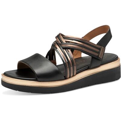 Tamaris Comfort 012 Black Metallic Wedge Plateau Sandale Komfortable Mehrweite Alltagsschuh Festlich Elegant, Sandalias Planas Mujer, Color Negro, 38 EU Ancho Tamaris Comfort 012 Black Metallic Wedge Plateau Sandale Komfortable Mehrweite Alltagsschuh Festlich Elegant, Sandalias Planas Mujer, Color Negro, 38 EU Ancho