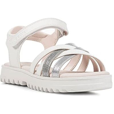 Geox Chica Sandal Coralie Gir, negro plateado, 28 EU Étroit Geox Chica Sandal Coralie Gir, negro plateado, 28 EU Étroit