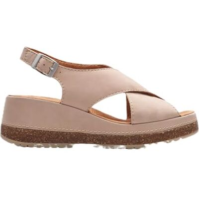 Clarks Sandalias Kassanda Step para mujer, talla de plantilla AD, Nubuck arena, 42 EU Clarks Sandalias Kassanda Step para mujer, talla de plantilla AD, Nubuck arena, 42 EU
