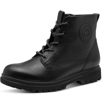 Tamaris Botines planos de encaje para mujer , piel negra, talla 39 EU, piel negra, 39 EU Tamaris Botines planos de encaje para mujer , piel negra, talla 39 EU, piel negra, 39 EU