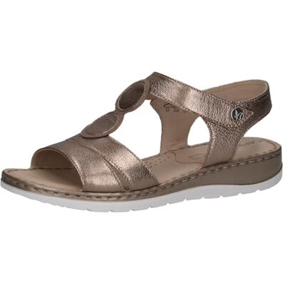 CAPRICE Sandalias planas de piel con velcro para mujer, Taupe Met Comb, 37 EU CAPRICE Sandalias planas de piel con velcro para mujer, Taupe Met Comb, 37 EU