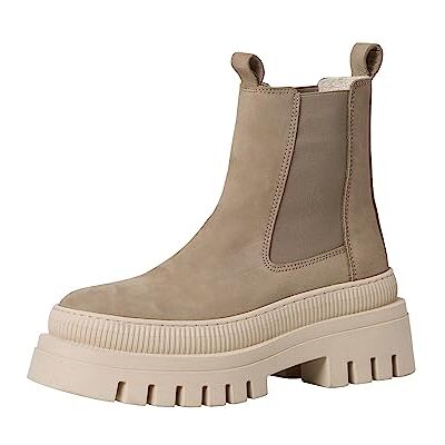 Tamaris Botines Chelsea de Piel para Mujer, Tacón Cuadrado, Gris Topo, Plantilla Extraíble, 41 EU Tamaris Botines Chelsea de Piel para Mujer, Tacón Cuadrado, Gris Topo, Plantilla Extraíble, 41 EU