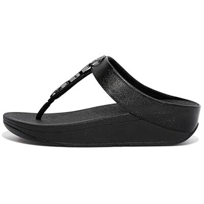 Fitflop Women's Fino Stone Trim Toe-Post Sandals, Todo negro., 36 EU Fitflop Women's Fino Stone Trim Toe-Post Sandals, Todo negro., 36 EU