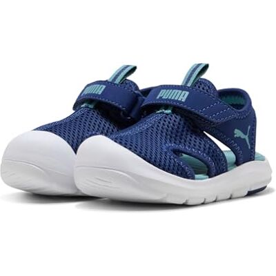 PUMA Sandalias unisex para bebé Fun Racer de malla en V INF, color azul joya azul-mar báltico, talla 3 para niños, Blue Jewel Baltic Sea Blue, 35.5 EU PUMA Sandalias unisex para bebé Fun Racer de malla en V INF, color azul joya azul-mar báltico, talla 3 para niños, Blue Jewel Baltic Sea Blue, 35.5 EU