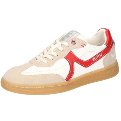 MUSTANG 1511-303, Zapatos con Cordones Mujer, Blanco Rojo, 36 EU MUSTANG 1511-303, Zapatos con Cordones Mujer, Blanco Rojo, 36 EU