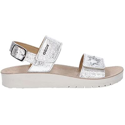 Geox J Sandal Costarei Gi, Sandalias Niñas, Plata Silver, 26 EU Geox J Sandal Costarei Gi, Sandalias Niñas, Plata Silver, 26 EU