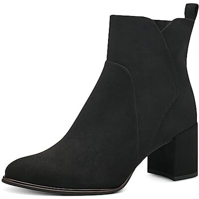 MARCO TOZZI Botines de mujer con cremallera con tacón puntiagudo, Negro, 39 EU MARCO TOZZI Botines de mujer con cremallera con tacón puntiagudo, Negro, 39 EU