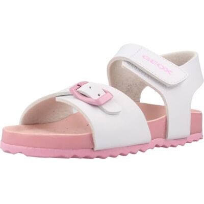 Geox Sandalias B Chalki para niña, color blanco/rosa, talla 25 EU Geox Sandalias B Chalki para niña, color blanco/rosa, talla 25 EU