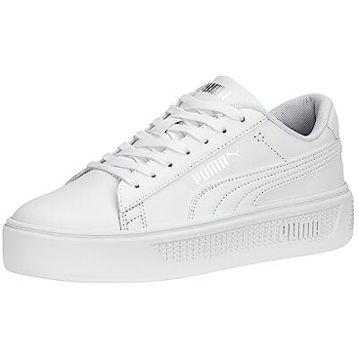 PUMA Women's Fashion Shoes SMASH PLATFORM V3 Trainers & Sneakers, WHITE- SILVER, 38.5 PUMA Women's Fashion Shoes SMASH PLATFORM V3 Trainers & Sneakers, WHITE- SILVER, 38.5