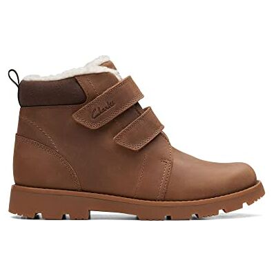 Clarks Bota de combate Heath Snug K para bebé, marrón, 24 EU Clarks Bota de combate Heath Snug K para bebé, marrón, 24 EU