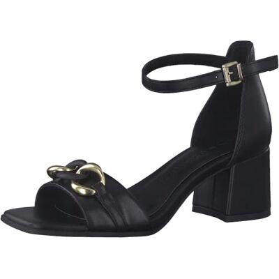 MARCO TOZZI Damen , Sandalia con talón Mujer, Negro y Dorado, 38 EU MARCO TOZZI Damen , Sandalia con talón Mujer, Negro y Dorado, 38 EU
