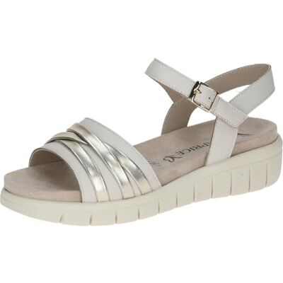 CAPRICE Sandalia plana para mujer , color blanco roto, 39 EU CAPRICE Sandalia plana para mujer , color blanco roto, 39 EU