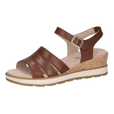 CAPRICE Sandalias de Mujer con cuña en Piel Verano, Cognac Nappa, 39 EU CAPRICE Sandalias de Mujer con cuña en Piel Verano, Cognac Nappa, 39 EU
