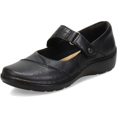 Clarks Zapatos Planos Cora Gema Mary Jane para Mujer, Cuero Negro, 9 Clarks Zapatos Planos Cora Gema Mary Jane para Mujer, Cuero Negro, 9