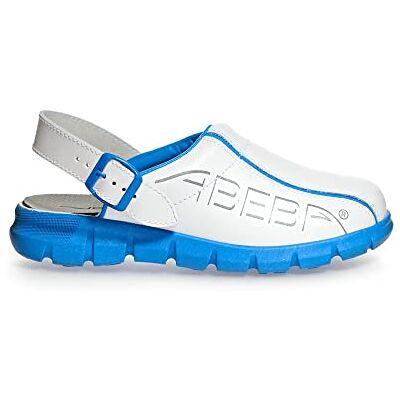 Abeba Zapatos (Piel Lisa, con Correa de Ajuste, Plantilla Intercambiable), Color Blanco y Azul Claro, Blanco, 7312 Abeba Zapatos (Piel Lisa, con Correa de Ajuste, Plantilla Intercambiable), Color Blanco y Azul Claro, Blanco, 7312