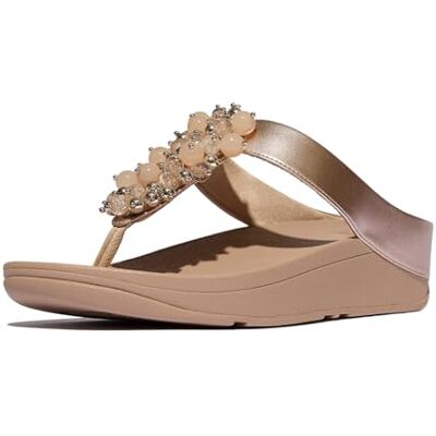Fitflop Fino Bauble-Bead Toe-Post Sandals, Sandalia Mujer, Beige clásico metálico, 35.5 EU Ancho Fitflop Fino Bauble-Bead Toe-Post Sandals, Sandalia Mujer, Beige clásico metálico, 35.5 EU Ancho