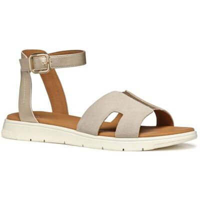 Geox D DANDRA B, Sandalia Plana Mujer, Lt Gold/Lt Taupe, Geox D DANDRA B, Sandalia Plana Mujer, Lt Gold/Lt Taupe,