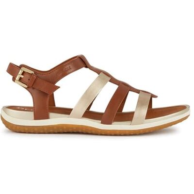 Geox Sandalias D Vega A Peeptoe para mujer, Cognac Lt Gold, 35 EU Geox Sandalias D Vega A Peeptoe para mujer, Cognac Lt Gold, 35 EU