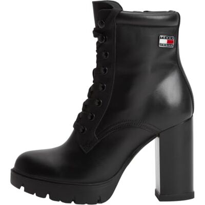 Tommy Jeans Tjw En0en03109 Botas de tacón alto con cordones para mujer, Black, 36 EU Tommy Jeans Tjw En0en03109 Botas de tacón alto con cordones para mujer, Black, 36 EU