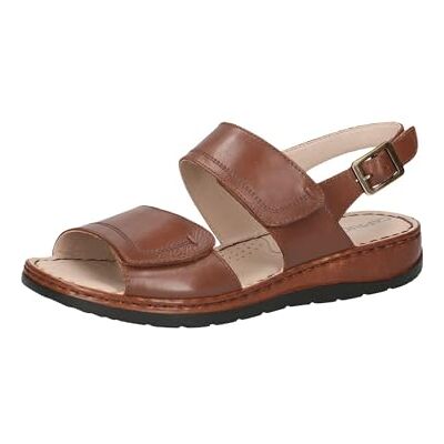 CAPRICE Sandalias de Mujer Planas de Cuero Verano, Cognac Nappa, 42 EU CAPRICE Sandalias de Mujer Planas de Cuero Verano, Cognac Nappa, 42 EU