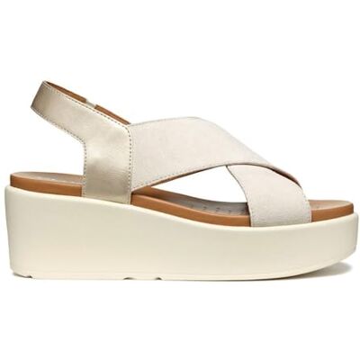 Geox Sandalias de cuña D Eolie F para mujer, Lt Sand Lt Gold, 36 EU Geox Sandalias de cuña D Eolie F para mujer, Lt Sand Lt Gold, 36 EU