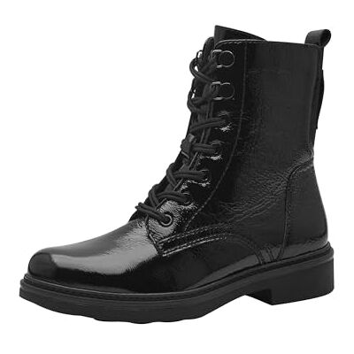 Tamaris COMFORT Botines para mujer con cordones con cremallera otoño, Patente negra., 41 EU Ancho Tamaris COMFORT Botines para mujer con cordones con cremallera otoño, Patente negra., 41 EU Ancho