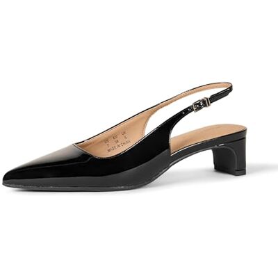 Amazon Essentials Tacones de Bloque con Correa Trasera Mujer, Negro Charol, 38.5 EU Amazon Essentials Tacones de Bloque con Correa Trasera Mujer, Negro Charol, 38.5 EU