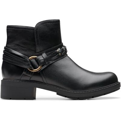 Clarks Hearth Kaylie, Botas de Moda Mujer, Piel Negra, 39.5 EU Clarks Hearth Kaylie, Botas de Moda Mujer, Piel Negra, 39.5 EU