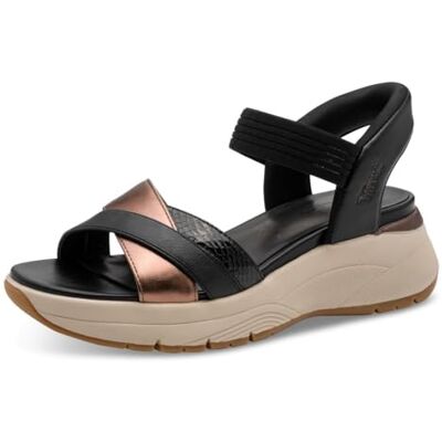 Tamaris Sandalias de cuña para mujer Comfort Wedge/Plat Sand, Peine Negro, 42 EU Tamaris Sandalias de cuña para mujer Comfort Wedge/Plat Sand, Peine Negro, 42 EU