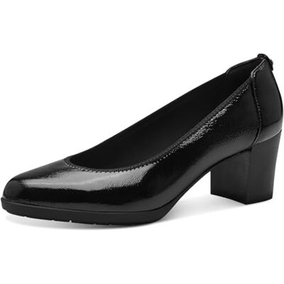 Tamaris Zapatos de Salón de Piel para Mujer, Tacón de Embudo, Cómodos, Negro Charol, 42 EU Tamaris Zapatos de Salón de Piel para Mujer, Tacón de Embudo, Cómodos, Negro Charol, 42 EU