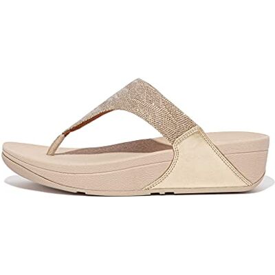 Fitflop Lulu Glitz Toe-post Sandals, Sandalias con cuña, Mujer, Platino, 39 EU Fitflop Lulu Glitz Toe-post Sandals, Sandalias con cuña, Mujer, Platino, 39 EU