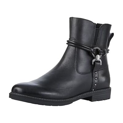 MARCO TOZZI Botines para mujer sin tacón en piel plana, Negro, 40 EU MARCO TOZZI Botines para mujer sin tacón en piel plana, Negro, 40 EU