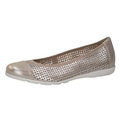 CAPRICE Bailarinas de Cuero para Mujer con Estampado de Agujeros, Gris Topo, 39 EU CAPRICE Bailarinas de Cuero para Mujer con Estampado de Agujeros, Gris Topo, 39 EU