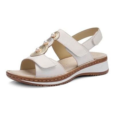 ARA Hawaii, Sandalia Mujer, Blanco Platino Plata, 38 EU ARA Hawaii, Sandalia Mujer, Blanco Platino Plata, 38 EU