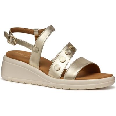 Geox D MELICONIA F, Sandalia de cuña Mujer, Lt Gold, Geox D MELICONIA F, Sandalia de cuña Mujer, Lt Gold,