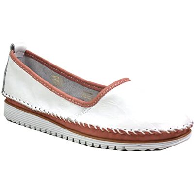 Andrea Conti 0023410 Mocasines de Cuero para Mujer, Talla:41 EU, Color:Blanco Andrea Conti 0023410 Mocasines de Cuero para Mujer, Talla:41 EU, Color:Blanco