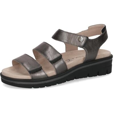 CAPRICE Damen , Sandalias Planas Mujer, Gris Oscuro, 36 EU Ancho CAPRICE Damen , Sandalias Planas Mujer, Gris Oscuro, 36 EU Ancho