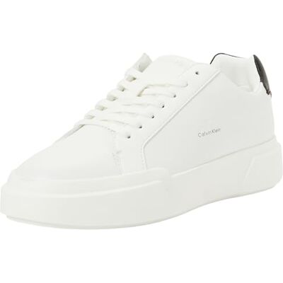Calvin Sneaker con Suela Cupsole Mujer Chunky Laceup de Piel, Blanco (Bright White/Black), 36 Calvin Sneaker con Suela Cupsole Mujer Chunky Laceup de Piel, Blanco (Bright White/Black), 36