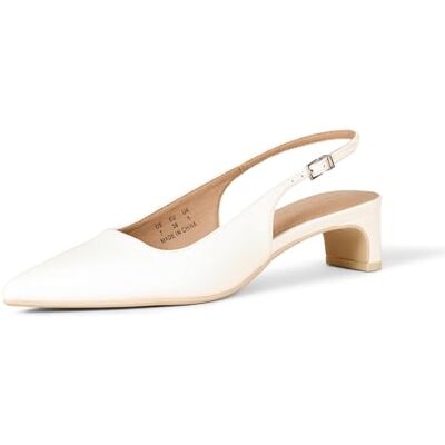 Amazon Essentials Tacones de Bloque con Correa Trasera Mujer, Crudo Charol, 37.5 EU Amazon Essentials Tacones de Bloque con Correa Trasera Mujer, Crudo Charol, 37.5 EU
