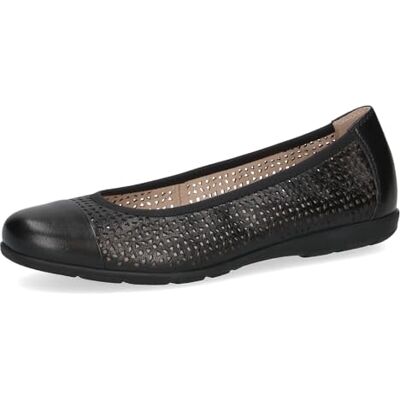 CAPRICE Bailarinas de Cuero para Mujer con Estampado de Agujeros, Black Blk Sole, 38 EU CAPRICE Bailarinas de Cuero para Mujer con Estampado de Agujeros, Black Blk Sole, 38 EU