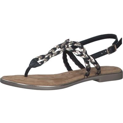 Tamaris Damen 1-28155-42, Sandalias Planas Mujer, Black/Gold, 36 EU Tamaris Damen 1-28155-42, Sandalias Planas Mujer, Black/Gold, 36 EU